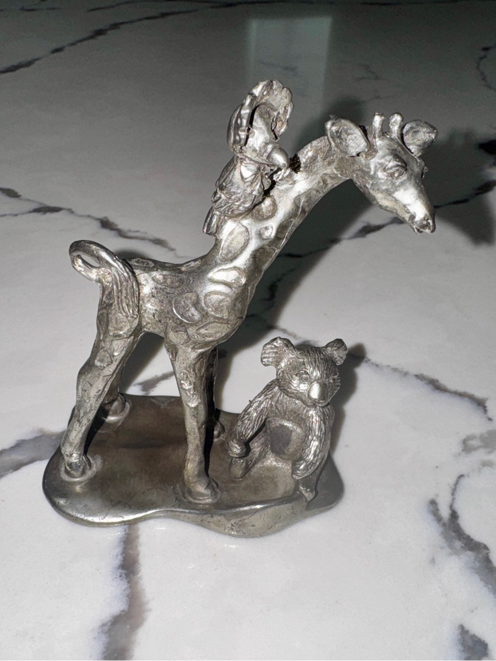 Vintage 1993 Seagull Canada Pewter Etain Zinn Giraffe Bear Figurine Sculpture